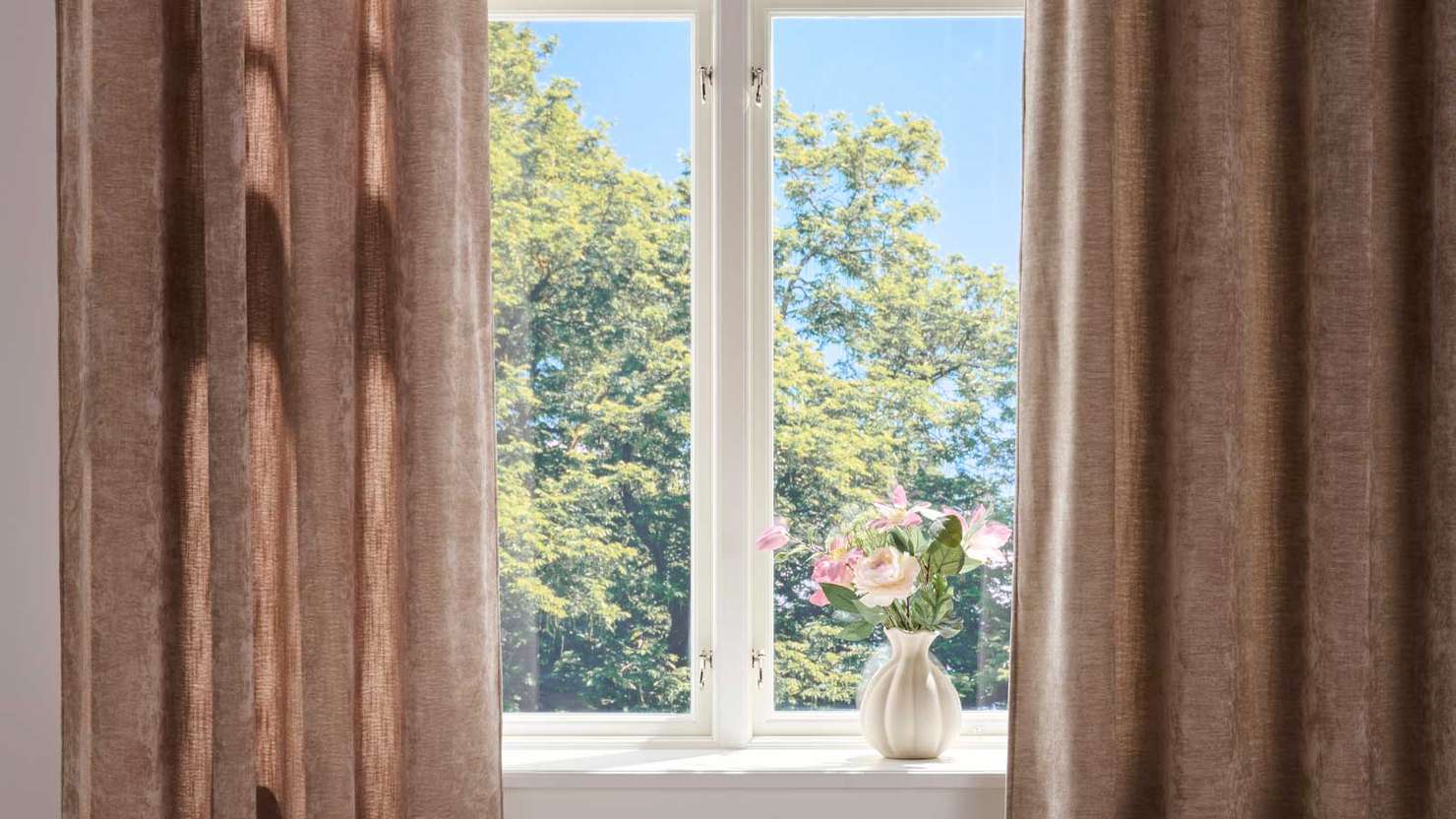 Vorhänge Elsaform 110x220 cm Beige Baumwolle 2er-Pack