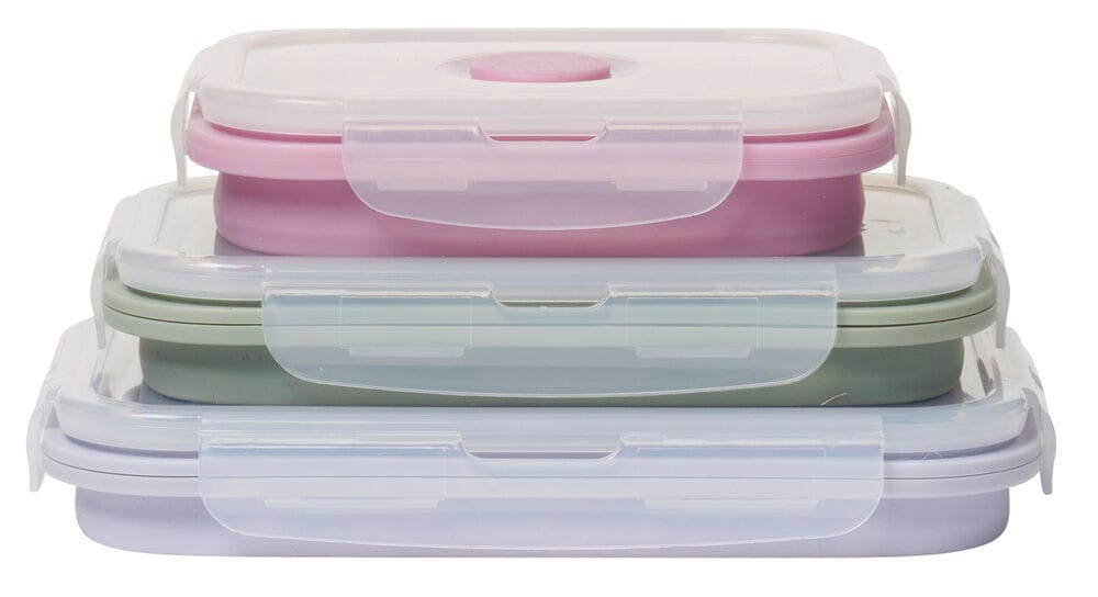 Faltbare Lunchbox 3 er-Pack Verschiedene Farben Silikon