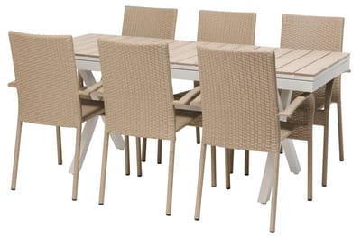 Florens-pöytä, jatkettava + 6 Rimini-tuolia