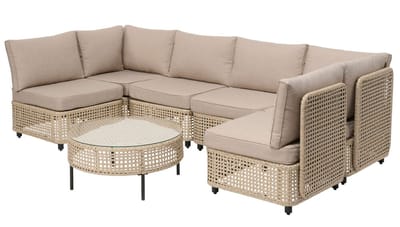 Split-loungesetti, 7 osaa, beige