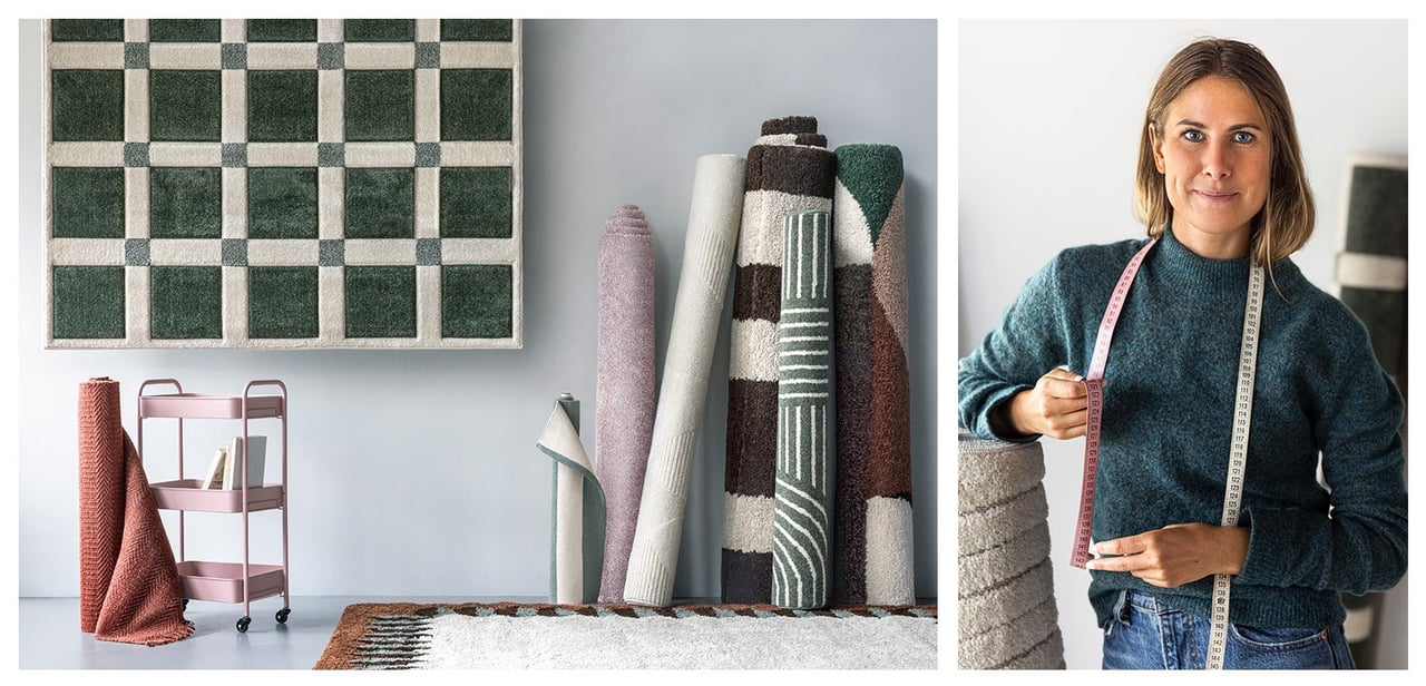 Teppiche in verschiedenen Farben, Mustern und Größen. Rusta Einrichtungsexpertin Andrea Jörbrink.
