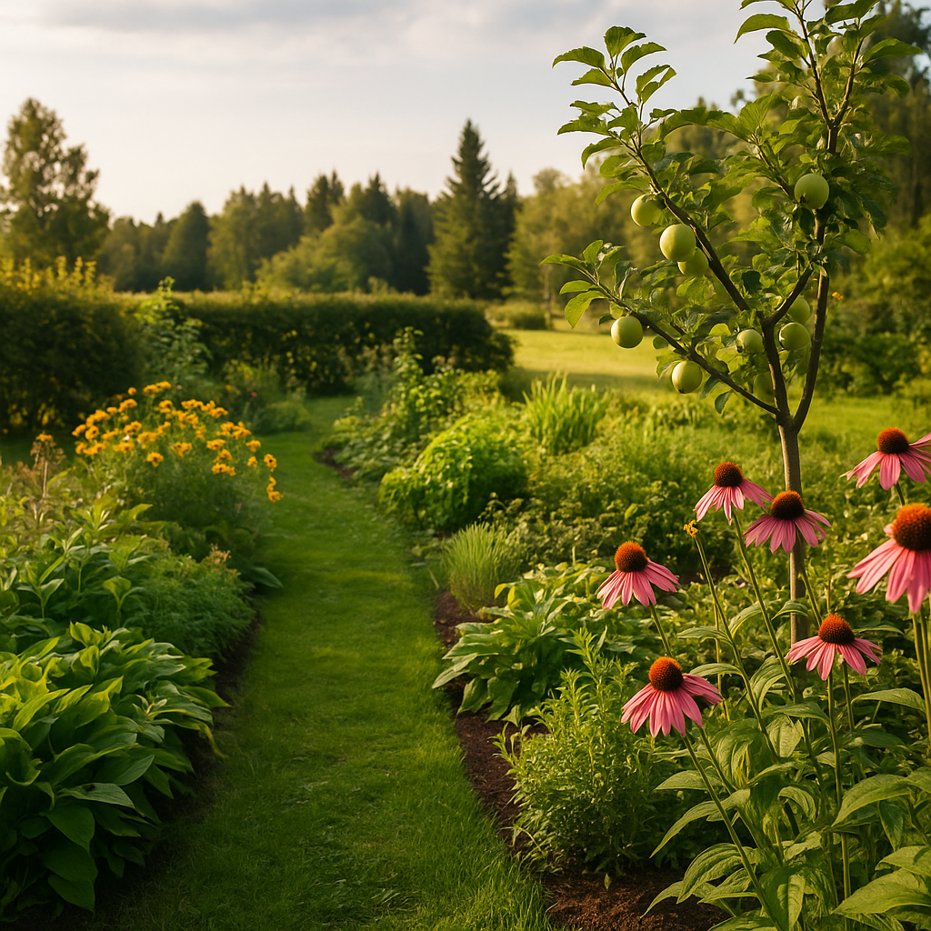 Suomalainen puutarha loppukesällä