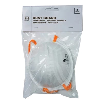 Verpackung mit zwei Einweg-Staubmasken.