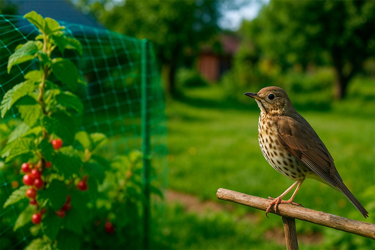 Lintu tarkkailee puutarhaa