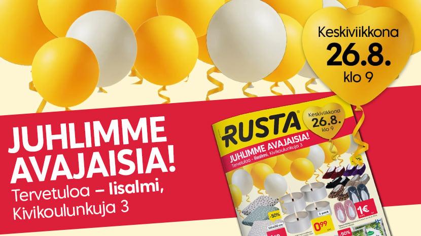 Avajaiset Iisalmi keskiviikkona 26.8. klo. 9.00