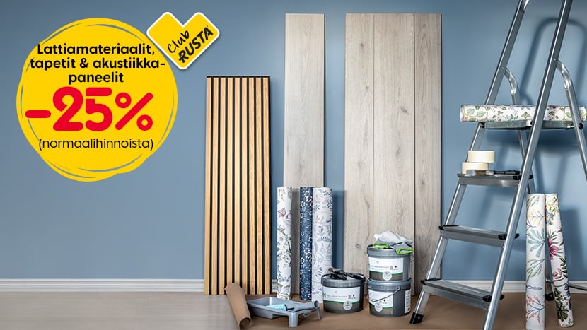 Lattiamateriaalit, tapetit & akustiikkapaneelit