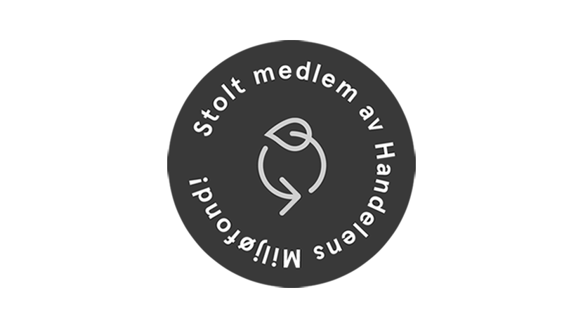 Handelens Miljøfonds logo med teksten Stolt medlem av Handelens Miljøfond.