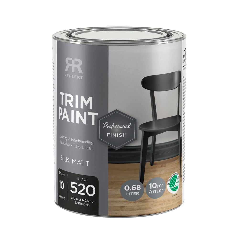 Kiiltomaali Professional finish, Black Silkinhimmeä, 0,68 litraa, S9000-N tölkissä.