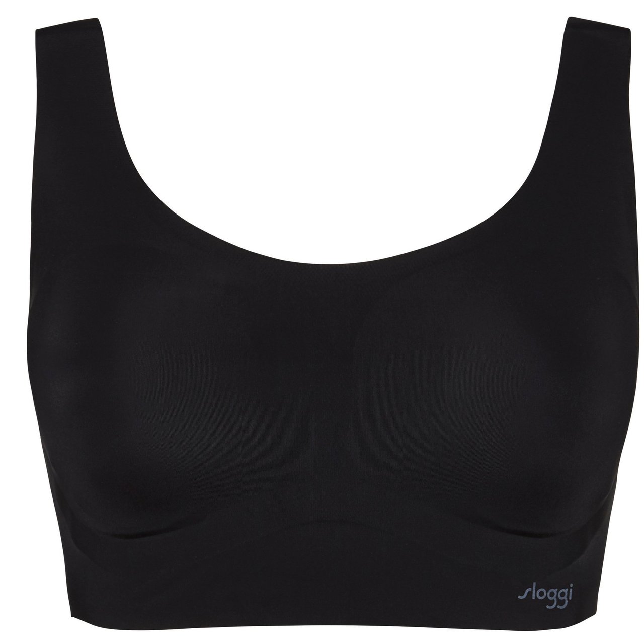 Musta saumaton bralette leveillä olkaimilla.