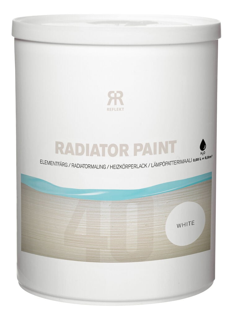 Vit burk med etikett för elementfärg white.