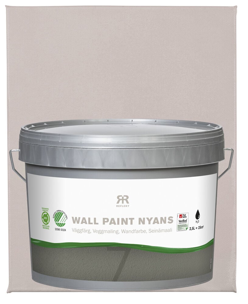 Plasthink veggmaling soft pink med silkematt overflate.