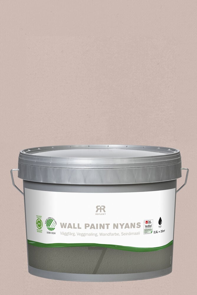 Seidenmatte Wandfarbe im Eimer, Farbe Altrosa.