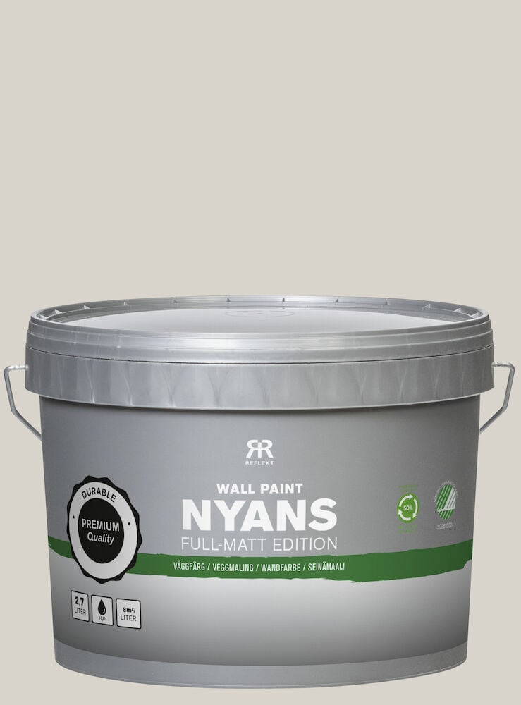 En grå färgburk Nyans Full Matt Edition.