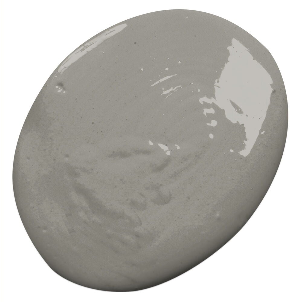 Ovalt kludd av Nyans Full Matt Edition Soft Shadow grå väggfärg.