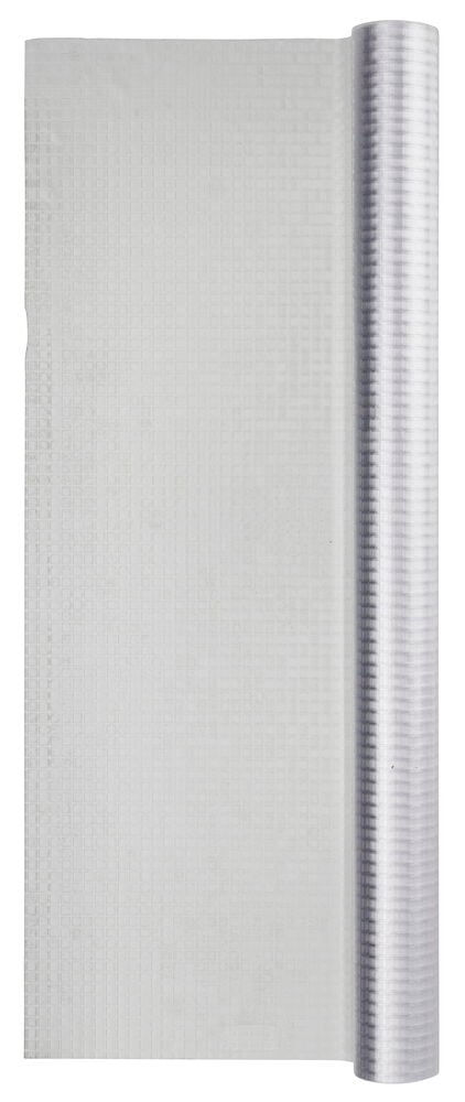 Ett delvis utrullat transparent insynsskydd med rutmönster, 200x45 cm.