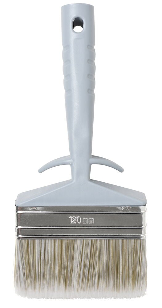 Vinkelpensel med plastskaft och breda blandborst.