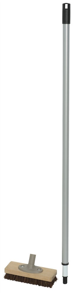 Skrubborste med långt handtag och borsthuvud.