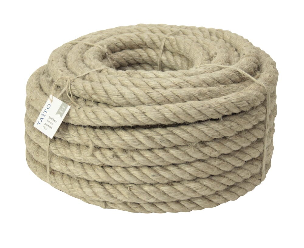 Paksu juuttinaru kääritty kelaksi.