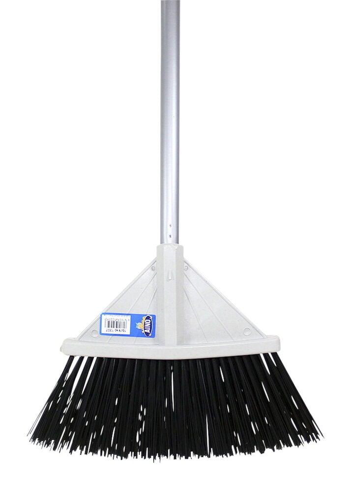 Valkoinen V-muotoinen harja mustilla harjaksilla ja pitkällä varrella.