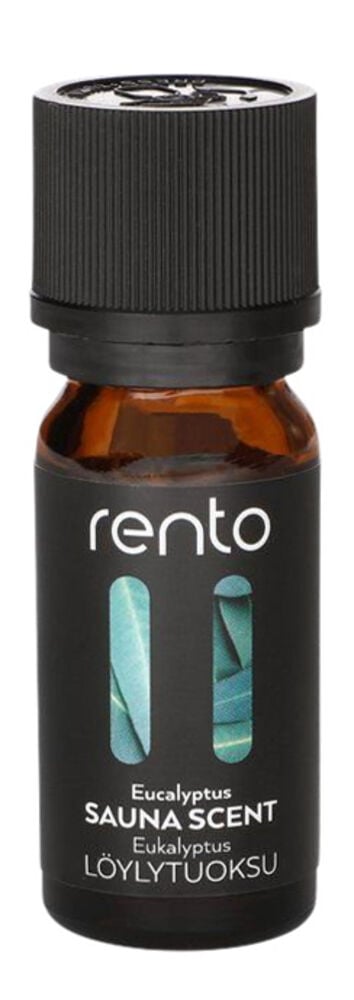 Ruskea lasipullo mustalla korkilla ja etiketillä.