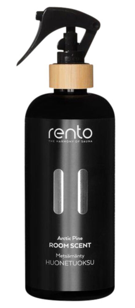 Musta spraypullo, jossa on puuyksityiskohta ja valkoinen teksti.