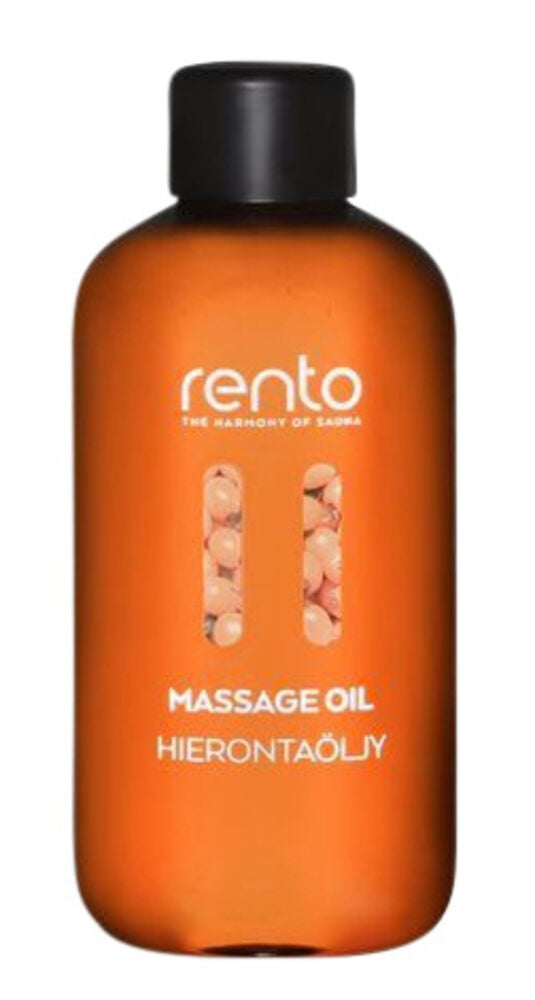 Ruskea muovipullo mustalla kannella ja valkoisella tekstillä.