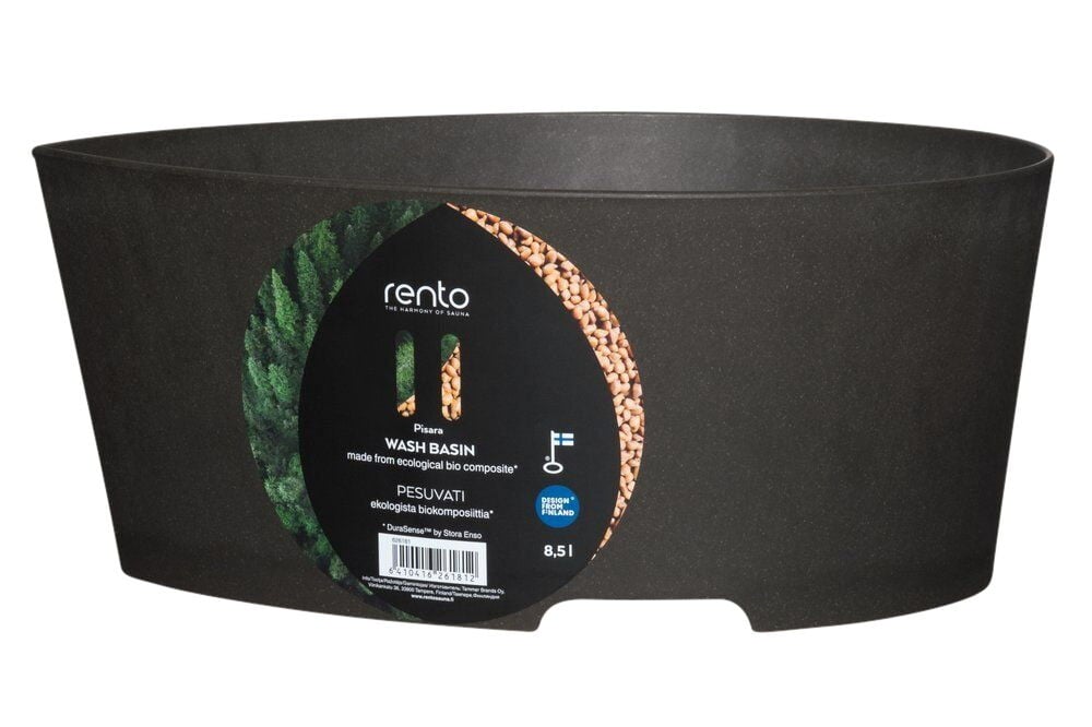 Musta pisaran muotoinen pesuallas mattapinnalla.