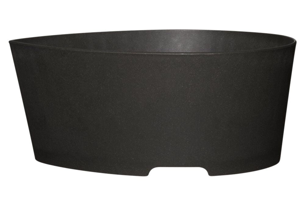 Musta pisaranmuotoinen kulho minimalistisella designilla.