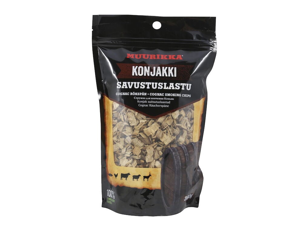 Muurikka savulastu pussi puulastuilla grilliin.