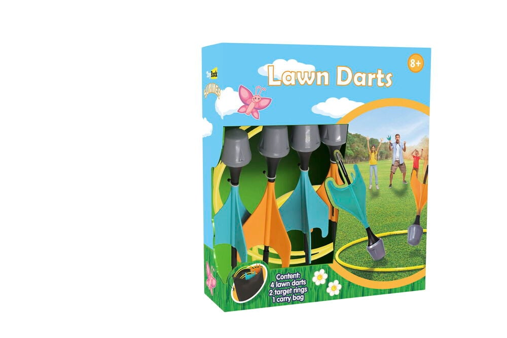 Värikkäitä tikkoja ja renkaita pakkauksessa.