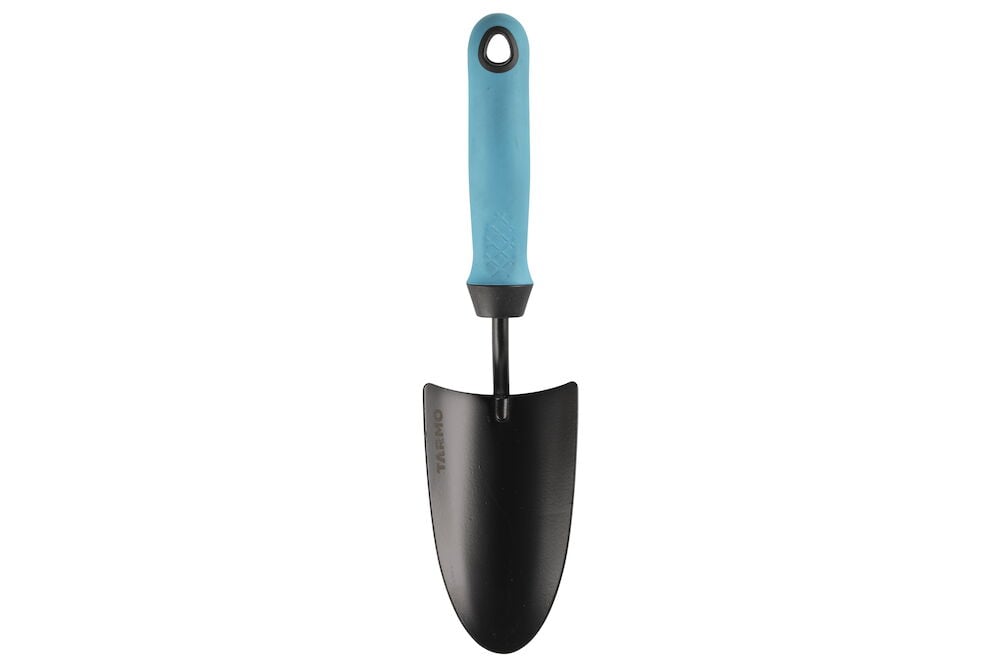 Sininen kahva muurauskauha puutarhanhoitoon ja istutukseen.