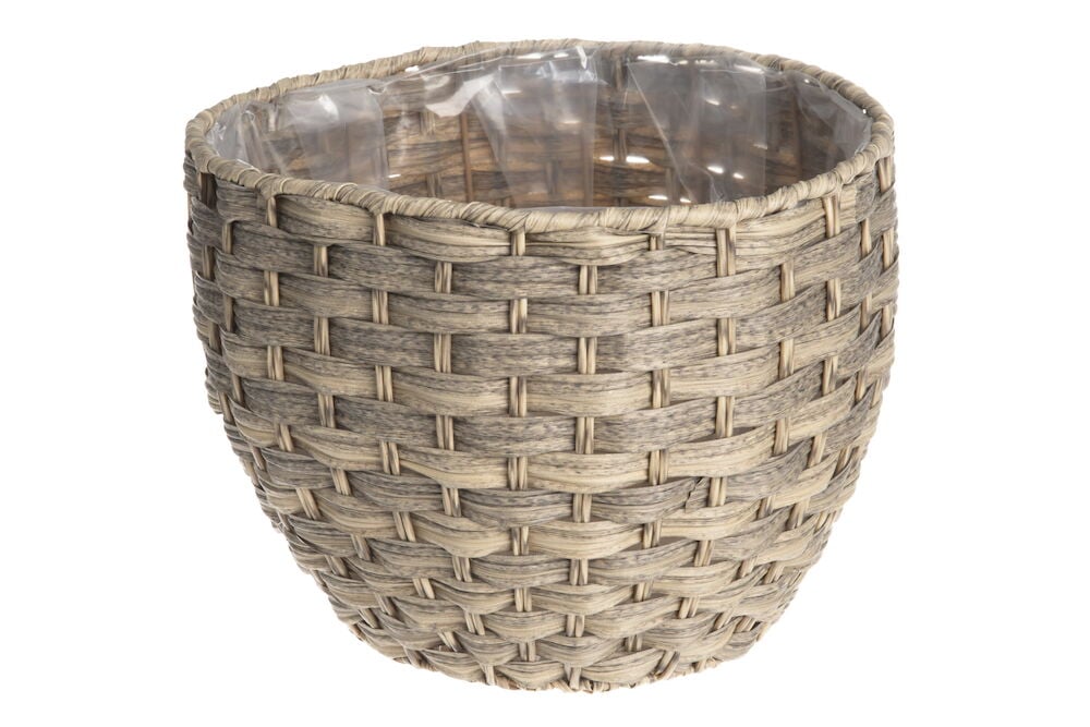 Punottu istutuskori ulkokäyttöön muovisisuksella.