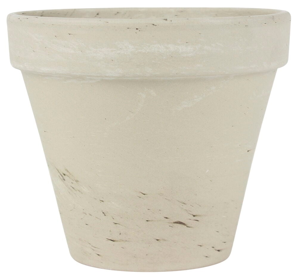 Vaaleanharmaa saviruukku lasittamattomasta savesta, 20 senttimetriä.