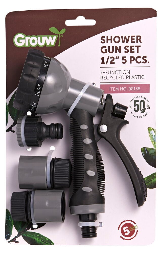 Harmaa ja vihreä pistoolisuutin neljällä liitännällä.