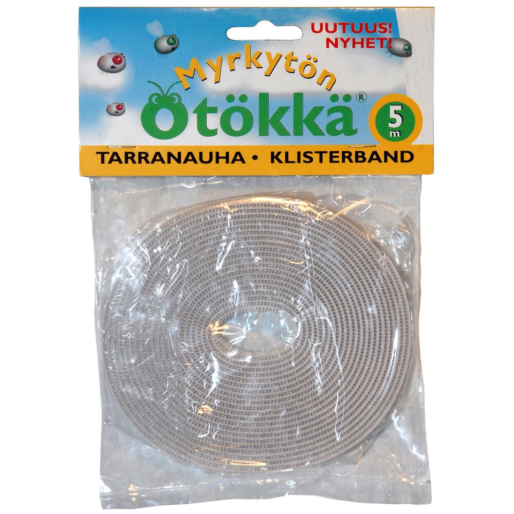 Rulla tarranauhaa läpinäkyvässä muovipakkauksessa.