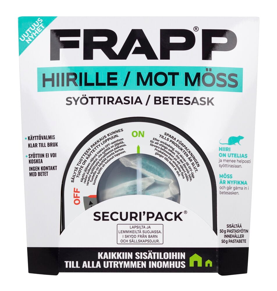 Valkoinen hiiriloukku, jossa on läpinäkyvä ikkuna.