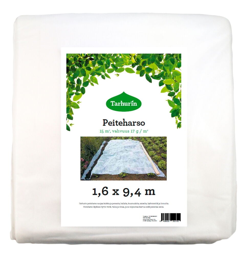 Paino valkoinen kuitukangas muovipakkauksessa.