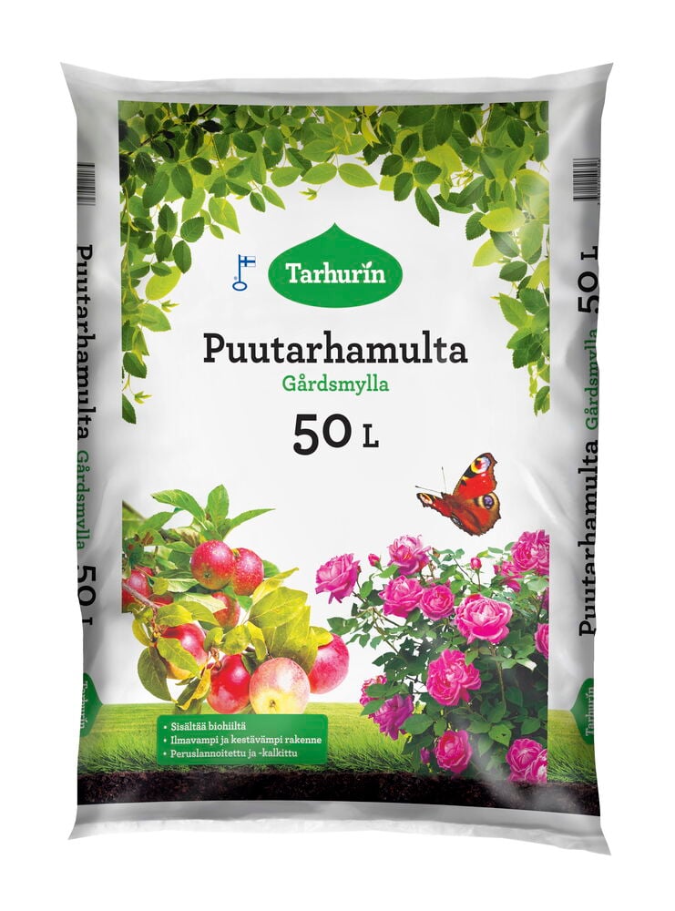 Pussi puutarhamultaa, kukkia ja hedelmiä, 50 litraa