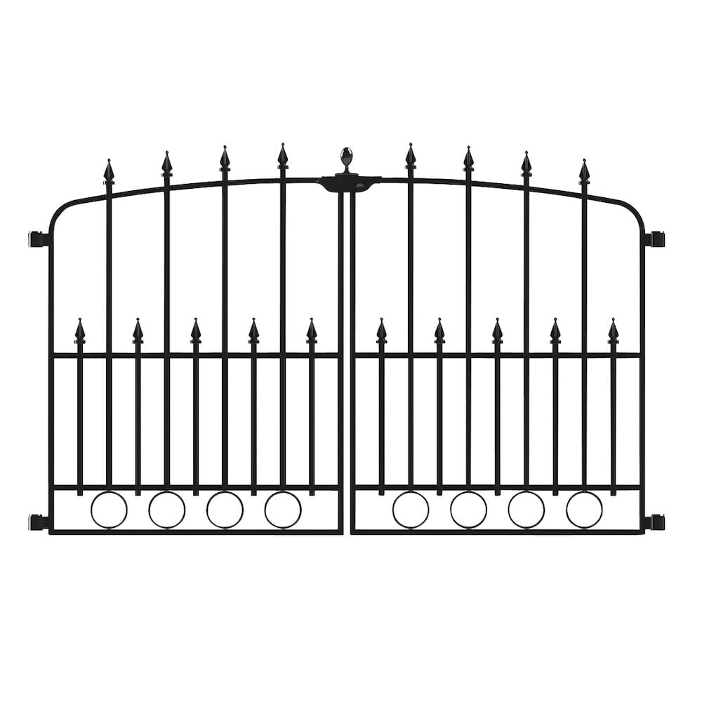 Musta metalliaita koristeellisilla säleillä.