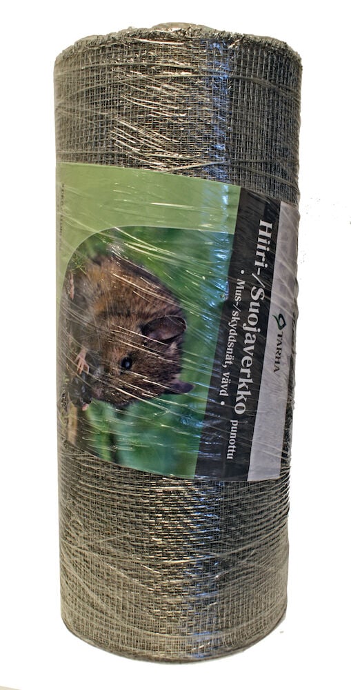 Yksi rulla galvanoitua verkkoa, jossa etiketti ja hiiren kuva.