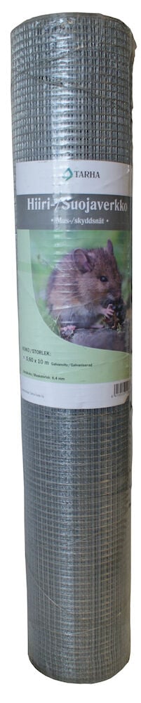 Rulla galvanoitua hiiriverkkoa vihreällä etiketillä.