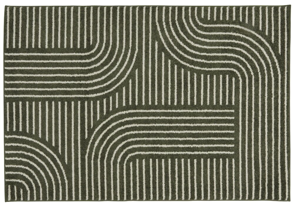 Grön matta med grafiskt mönster i polypropen.