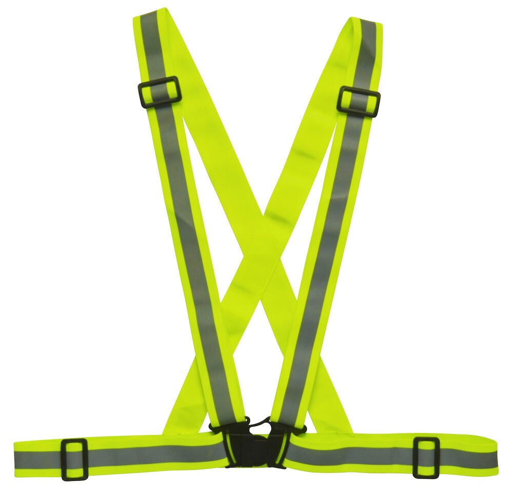 Reflexsele i neonfärg med justerbara remmar.