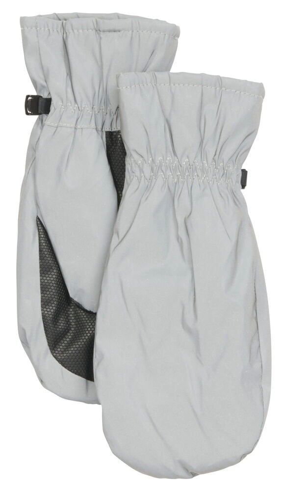 Harmaat heijastavat lapaset mustalla vahvistetulla kämmenellä.