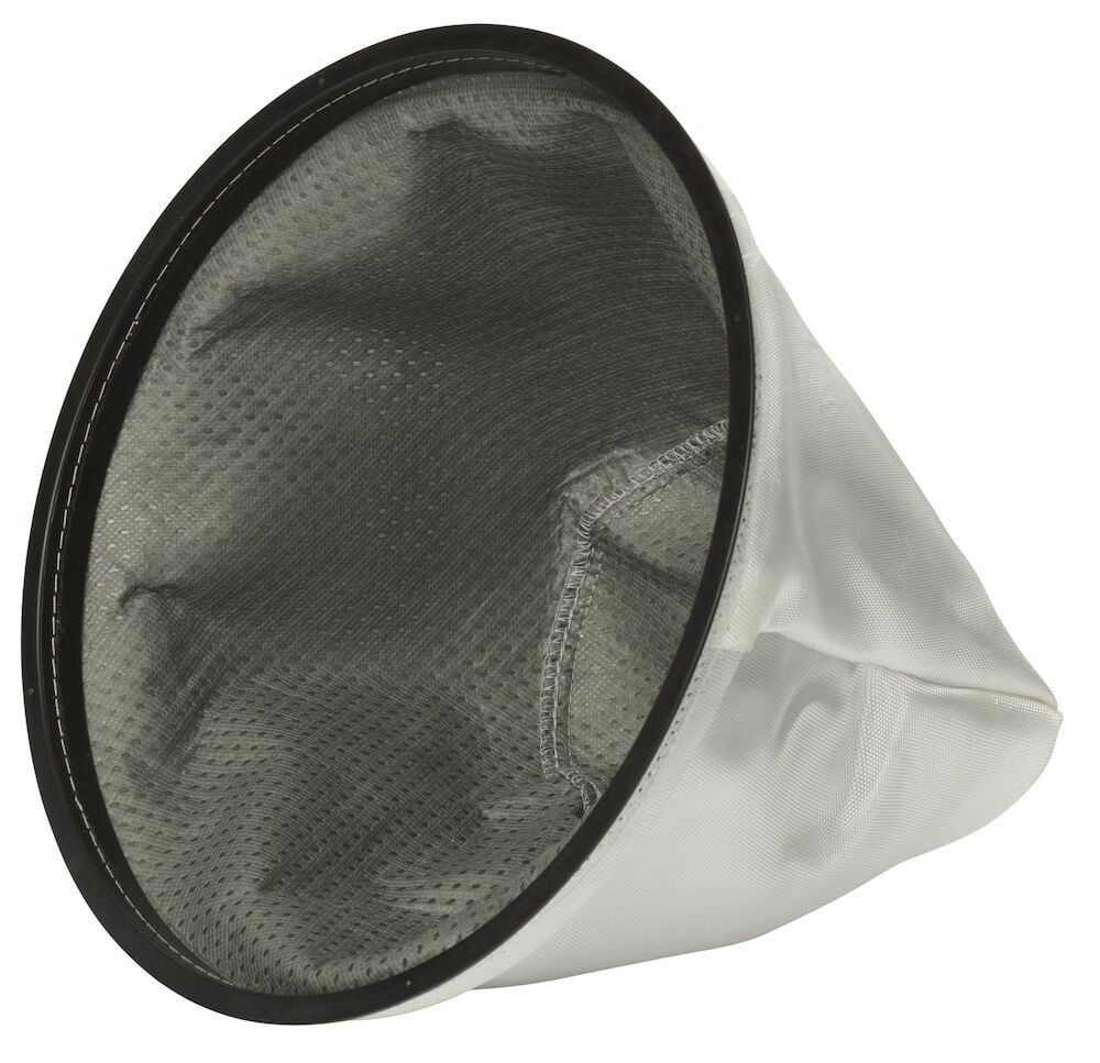 Rund vitt filter med svart kant för asksug.