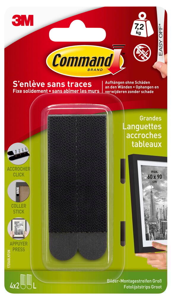 Schwarze Tafelmontage-Streifen in Kunststoffverpackung von 3M.