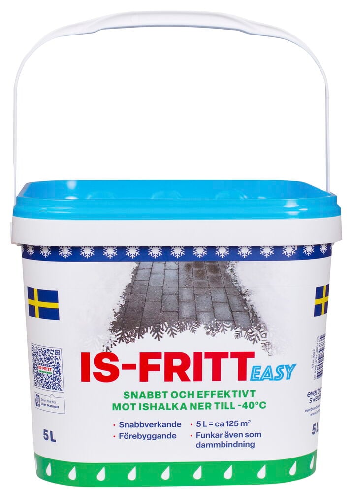 Vit hink med blått lock och svensk flagga.