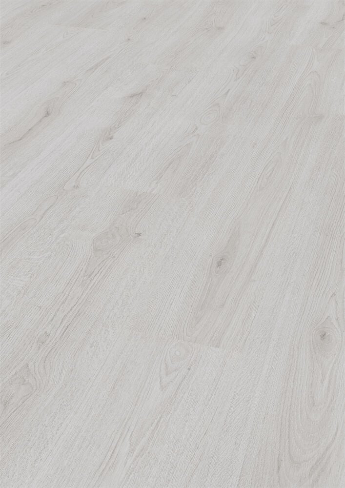 Lyst laminatgulv med trestruktur og diskret åring.