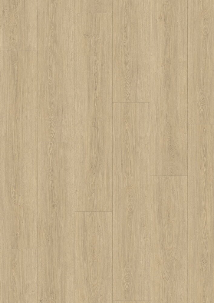 Heller Laminatboden mit natürlichem Eichenholz-Aussehen.