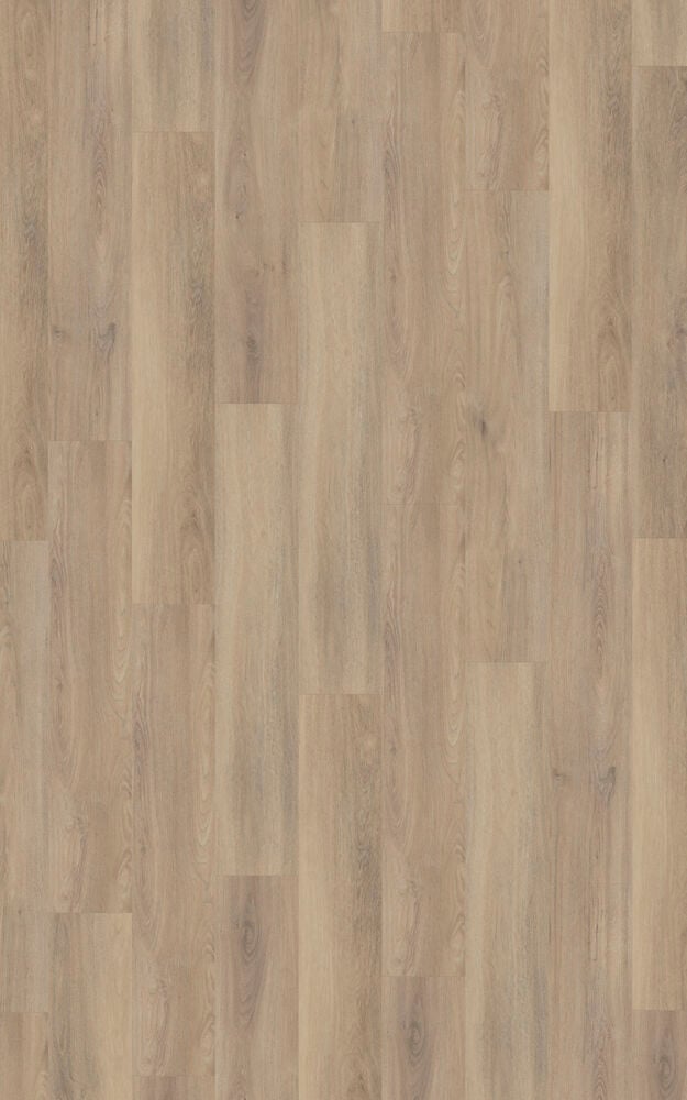 Ljust laminatgolv med bred ekplanksdesign.